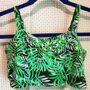 Studded Leaf Print Crop-Tank